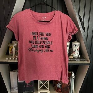 Red Graphic Tee with Black Text